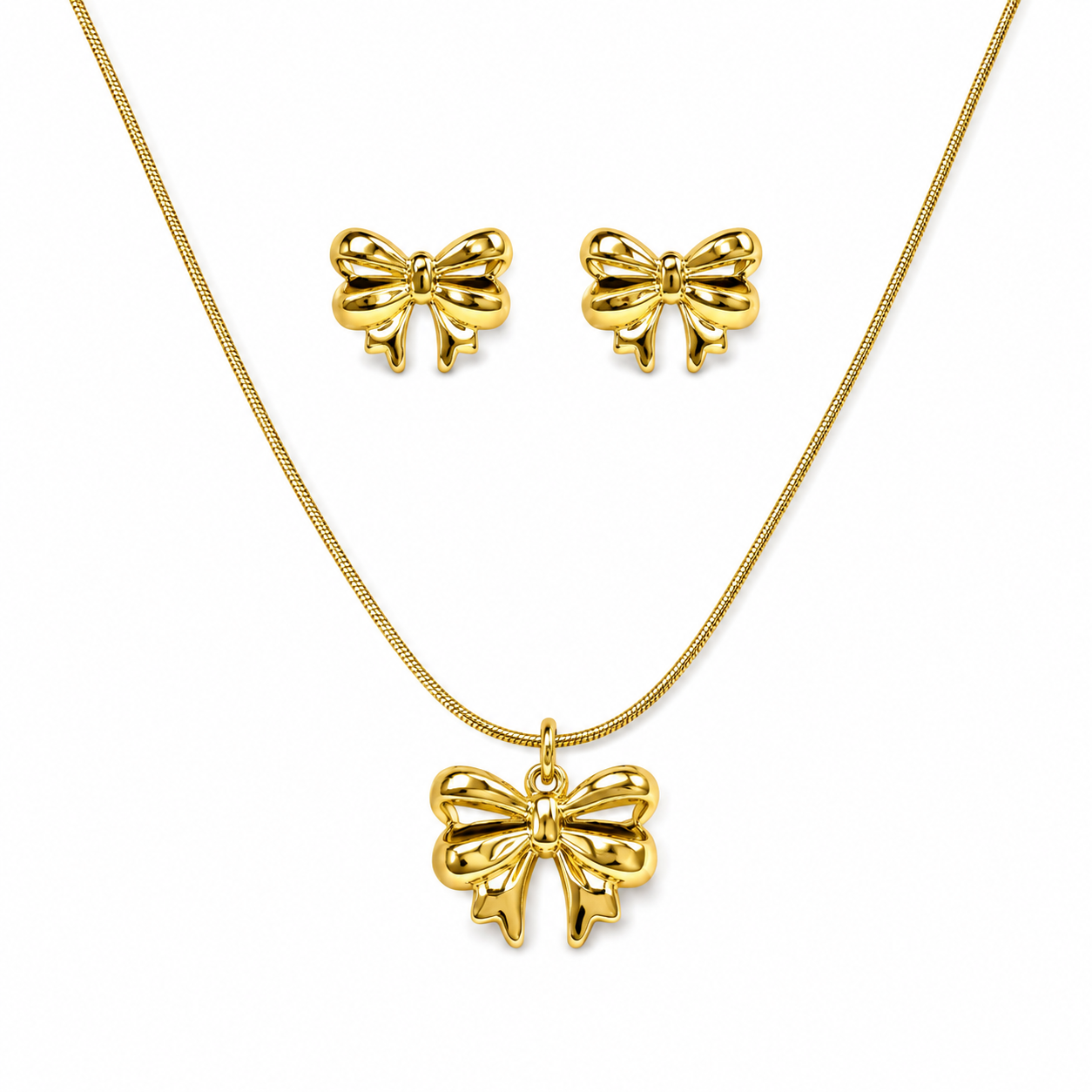 Bow Charm Necklace Set