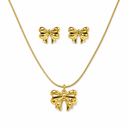 Bow Charm Necklace Set