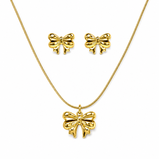 Bow Charm Necklace Set