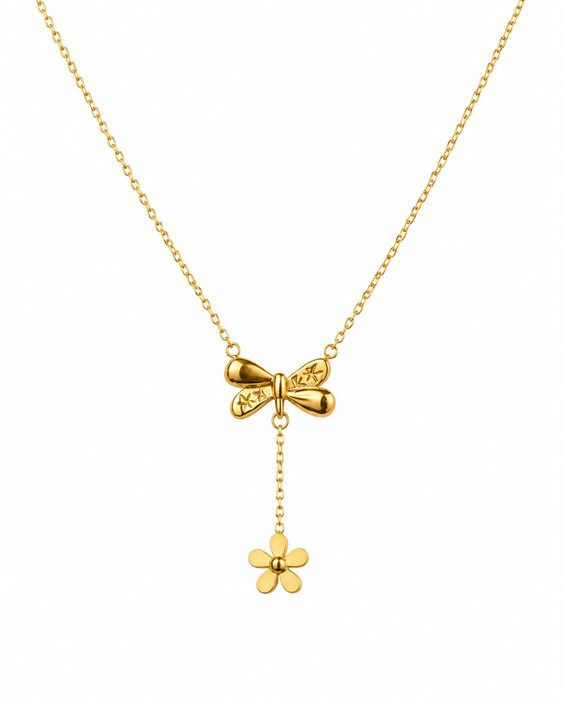 Bow Flower Drop Necklace