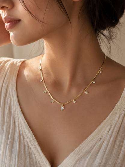Mixed Crystal Fringe Necklace