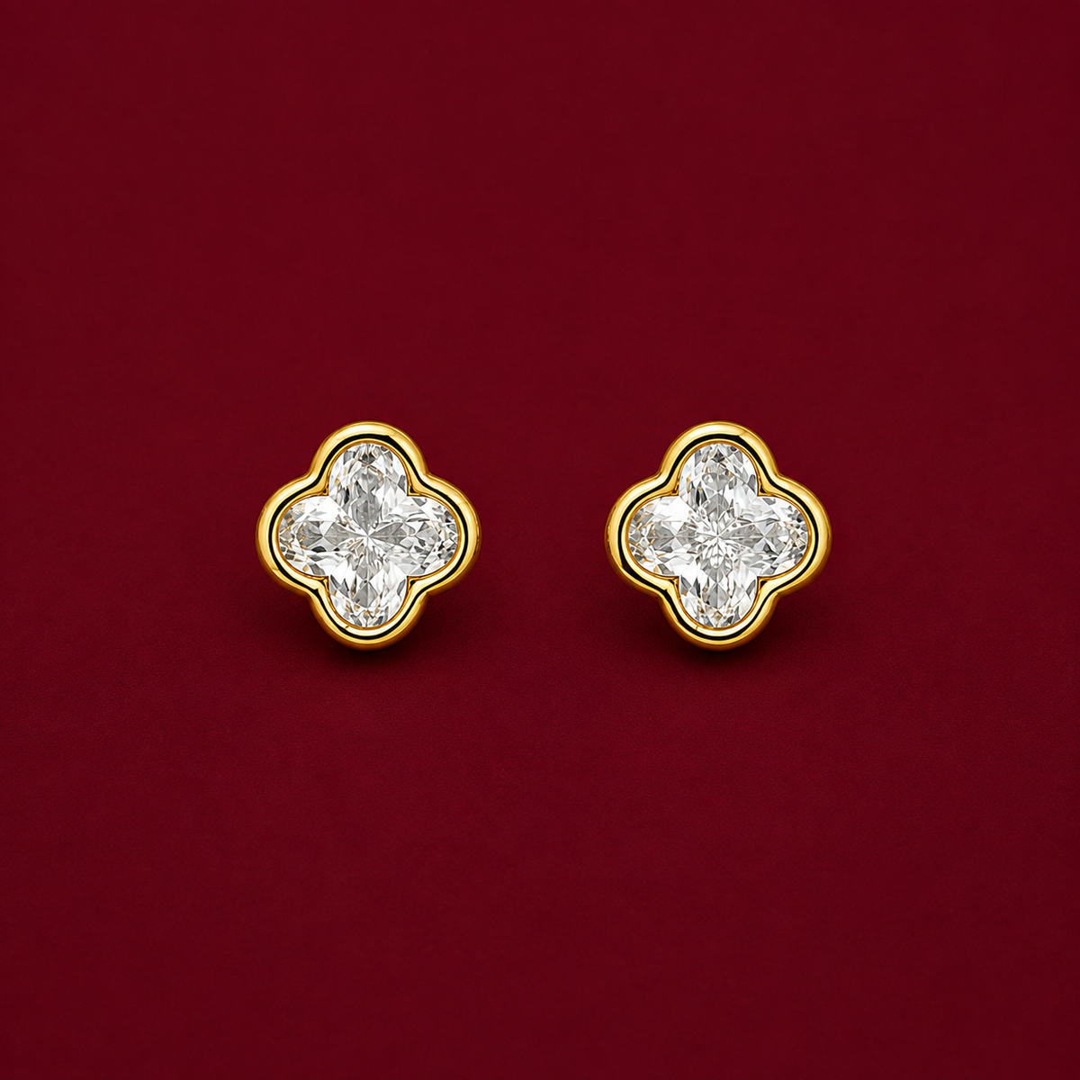 Crystal Clover Stud Earrings