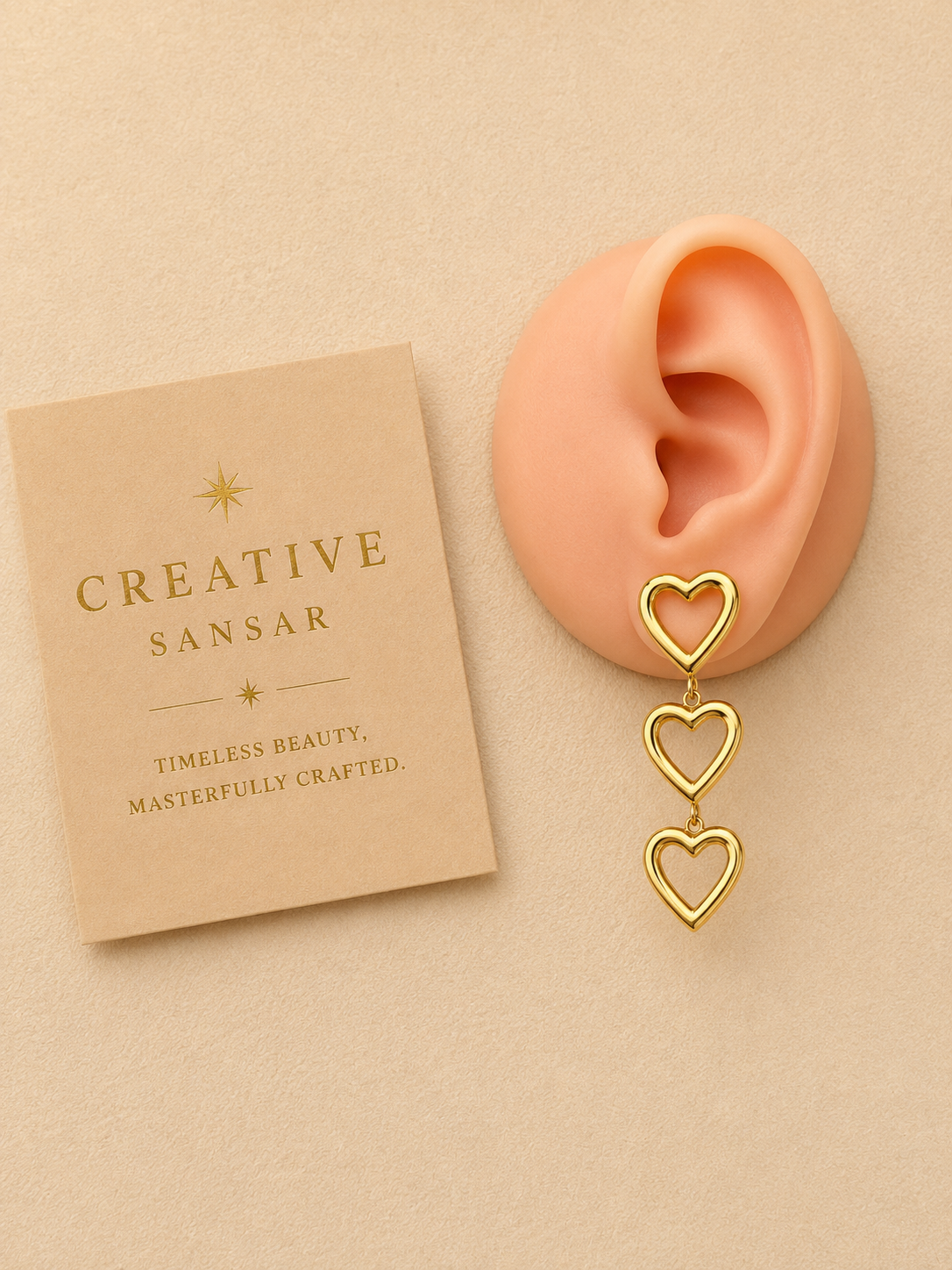 Triple Heart Cutout Dangle Earrings