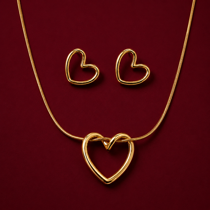 Open Heart Pendant Necklace Set