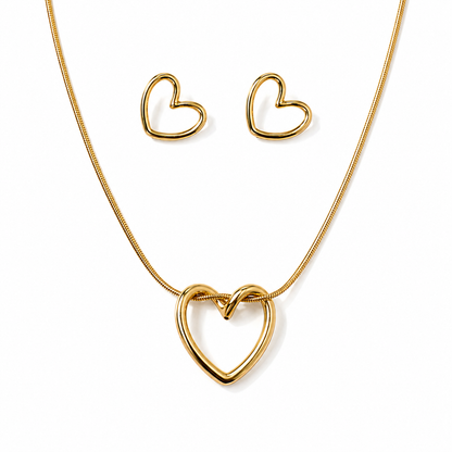 Open Heart Pendant Necklace Set