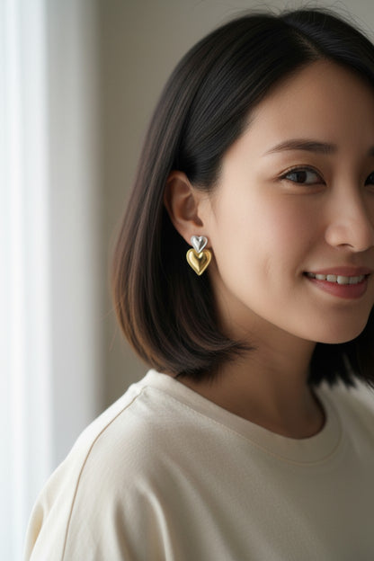 Double Heart Drop Earrings