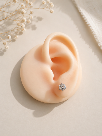 Big CZ Stone Helix Earrings
