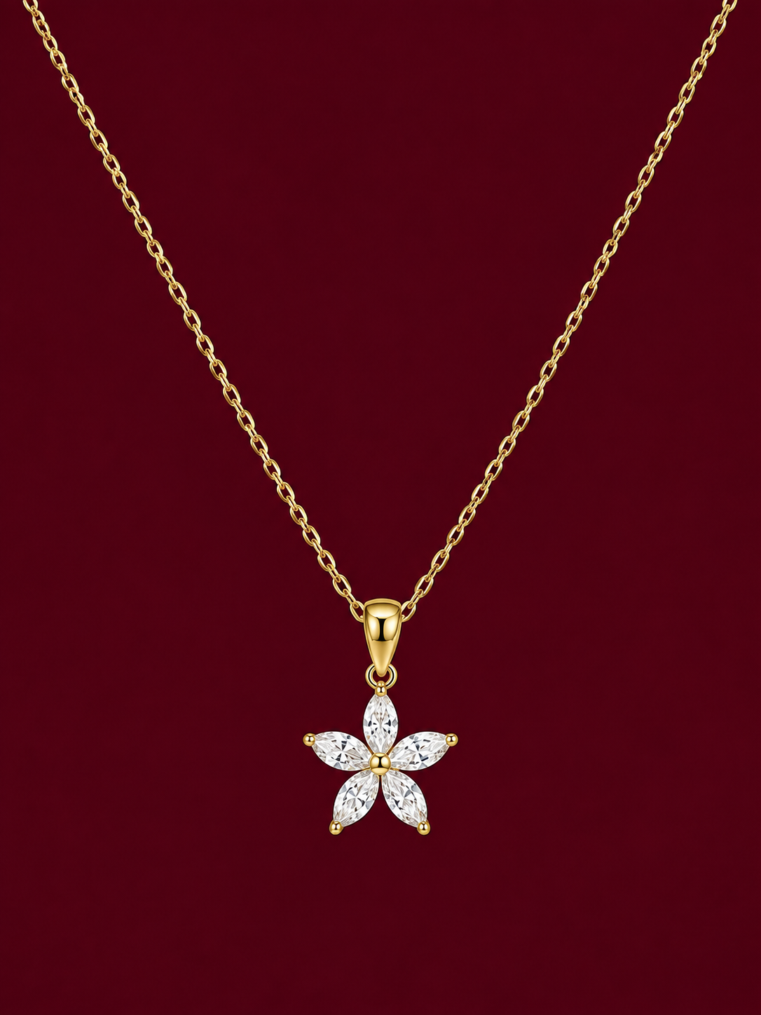 Petite Crystal Flower Pendant Necklace