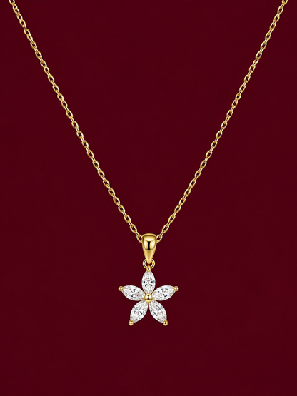 Petite Crystal Flower Pendant Necklace