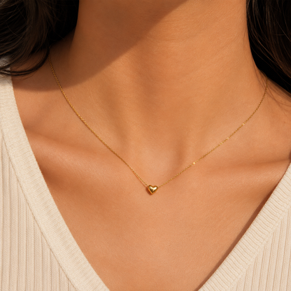 Puffed Heart Pendant Necklace