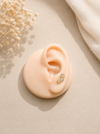 Three Stone Helix Earrings