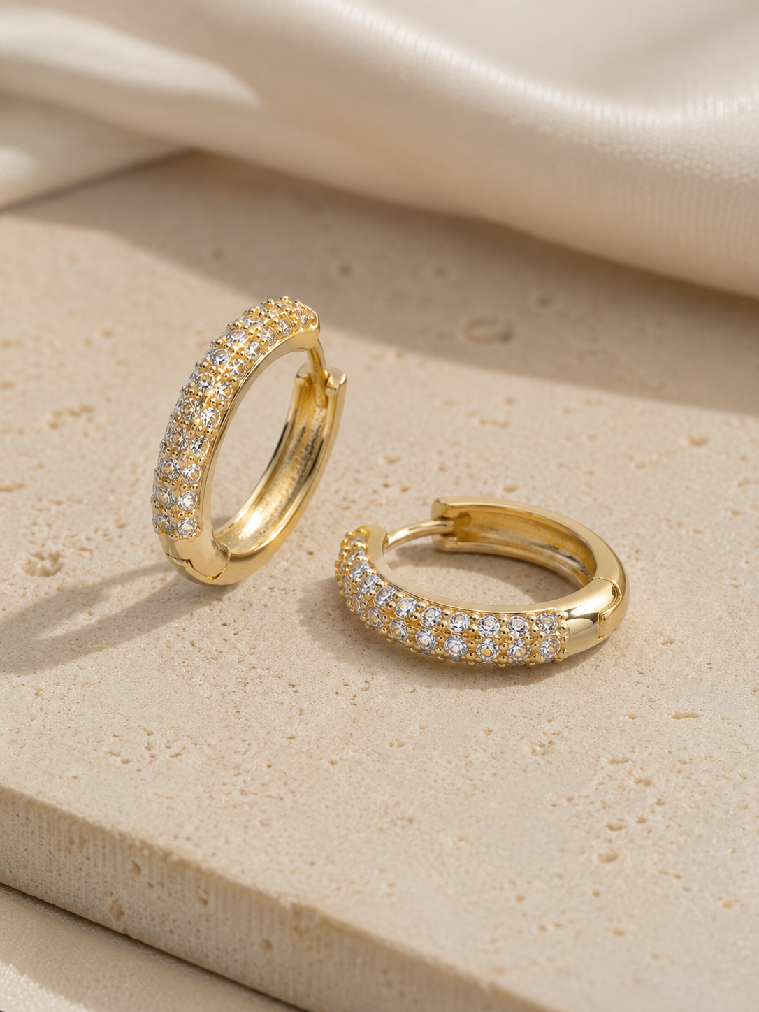 Pave Huggie Hoop Earrings