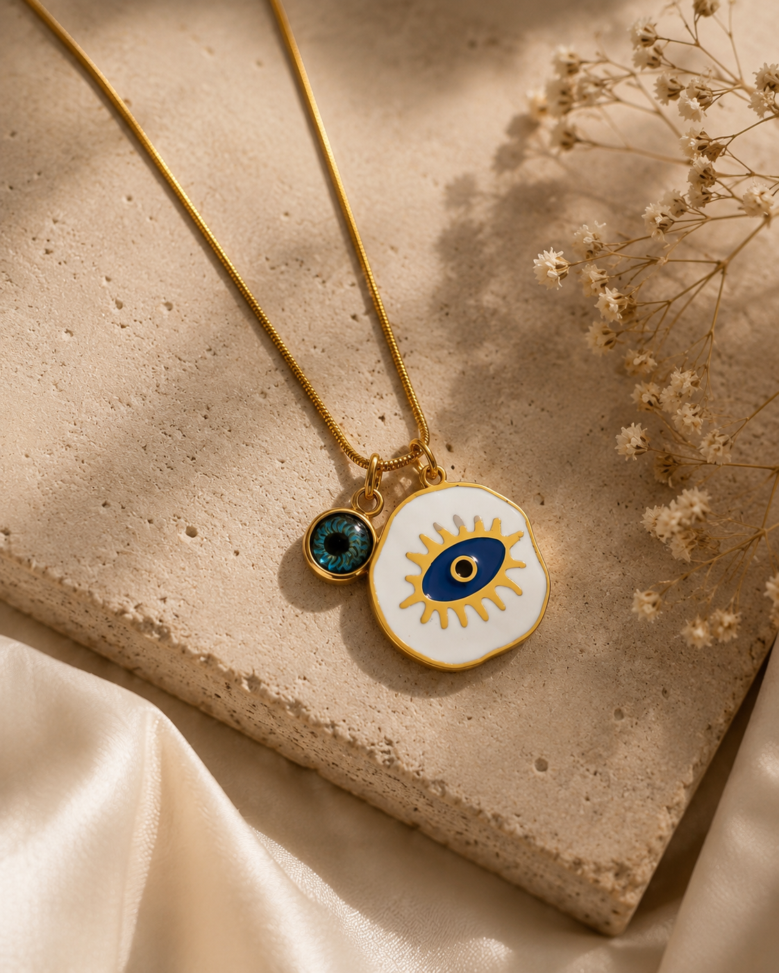 Evil Eye Disc Charm Necklace