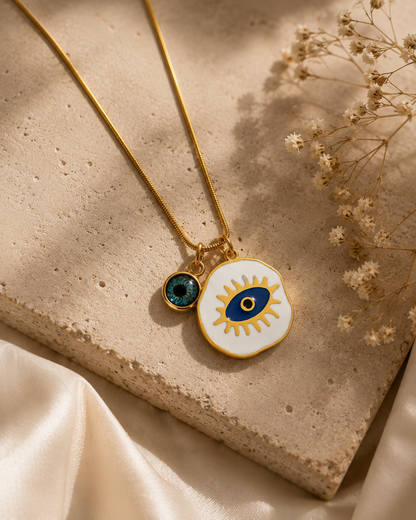 Evil Eye Disc Charm Necklace