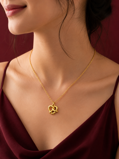 Pretzel Heart Knot Pendant Necklace