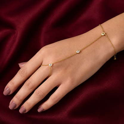 Teardrop CZ Hath Phool Bracelet