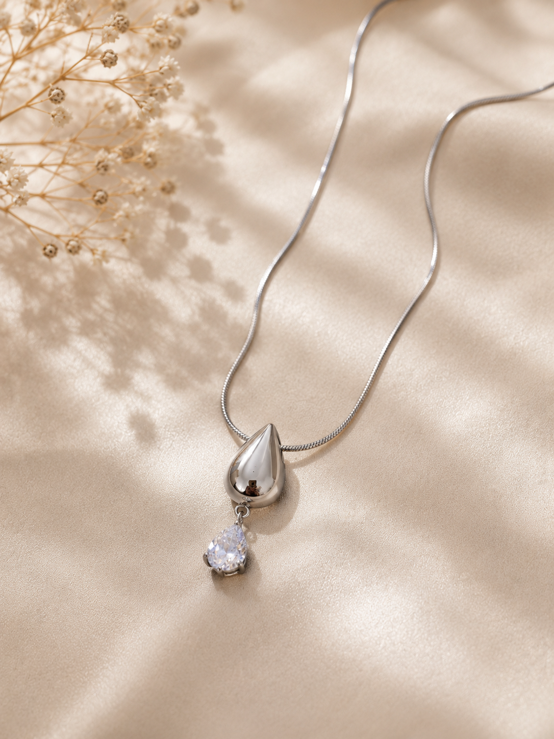Teardrop CZ Pendant Necklace