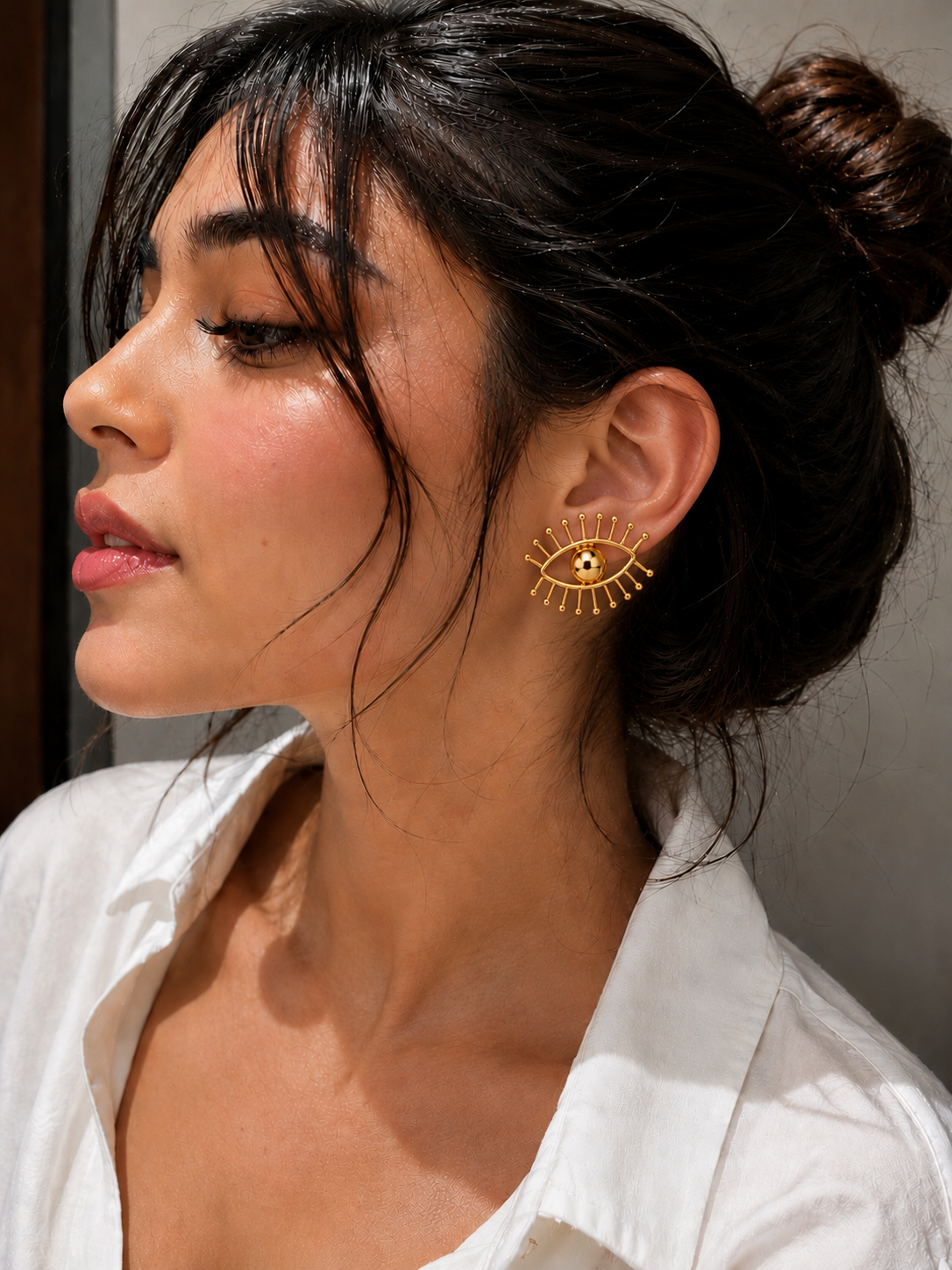 Eyelash Evil Eye Stud Earrings