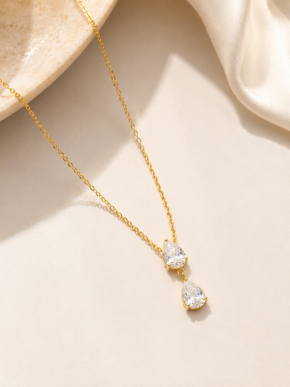 Double Teardrop Stone Necklace
