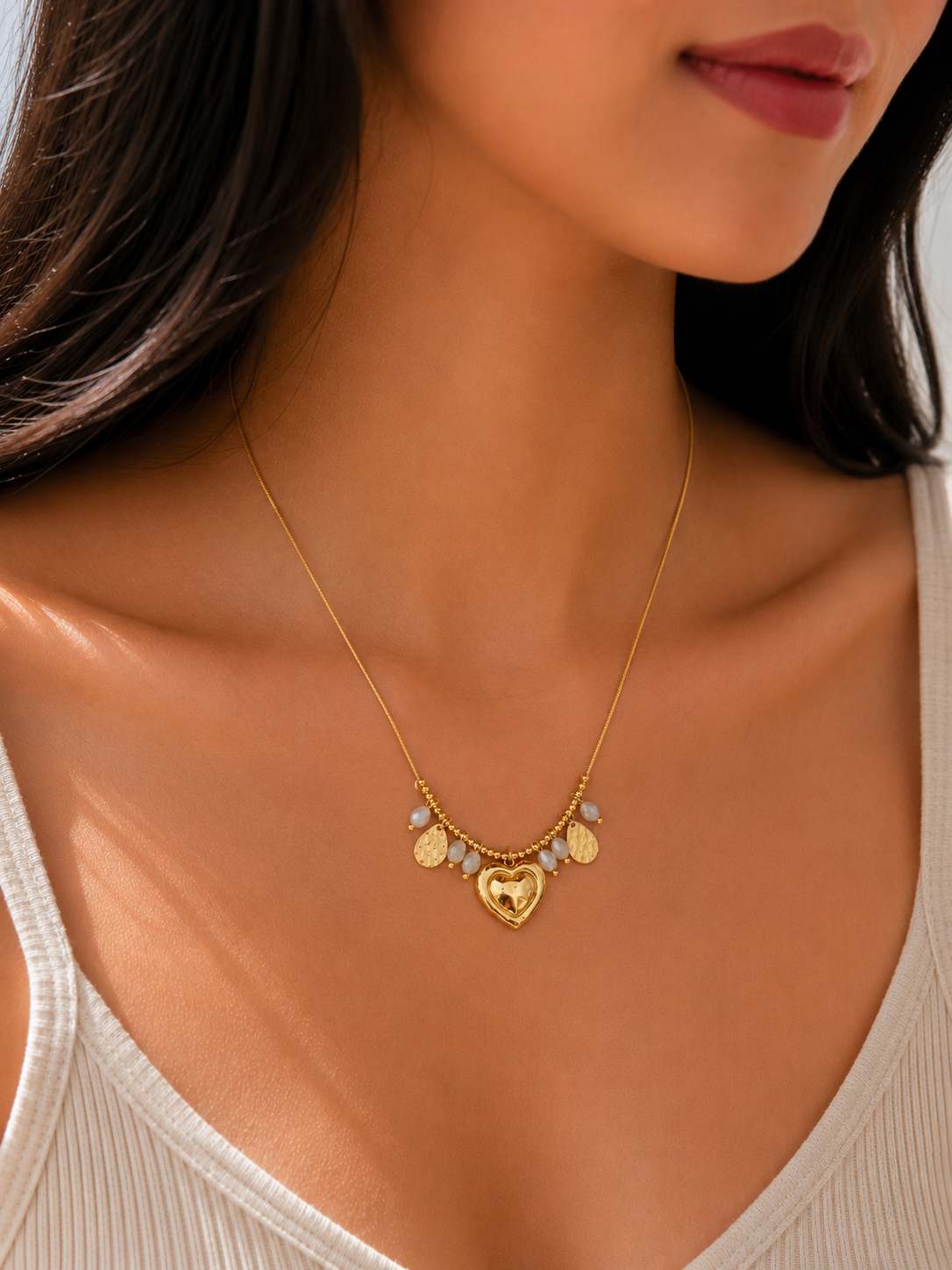 Multi Charm Heart Pendant Necklace