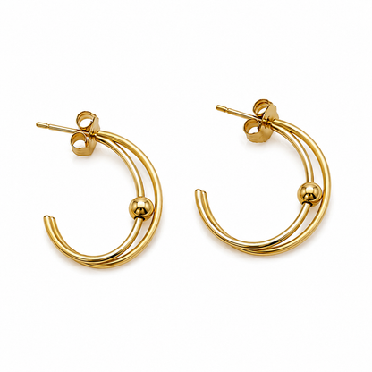 Double Ring Ball Hoop Earrings