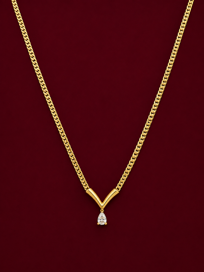 V-Chain Teardrop Crystal Necklace