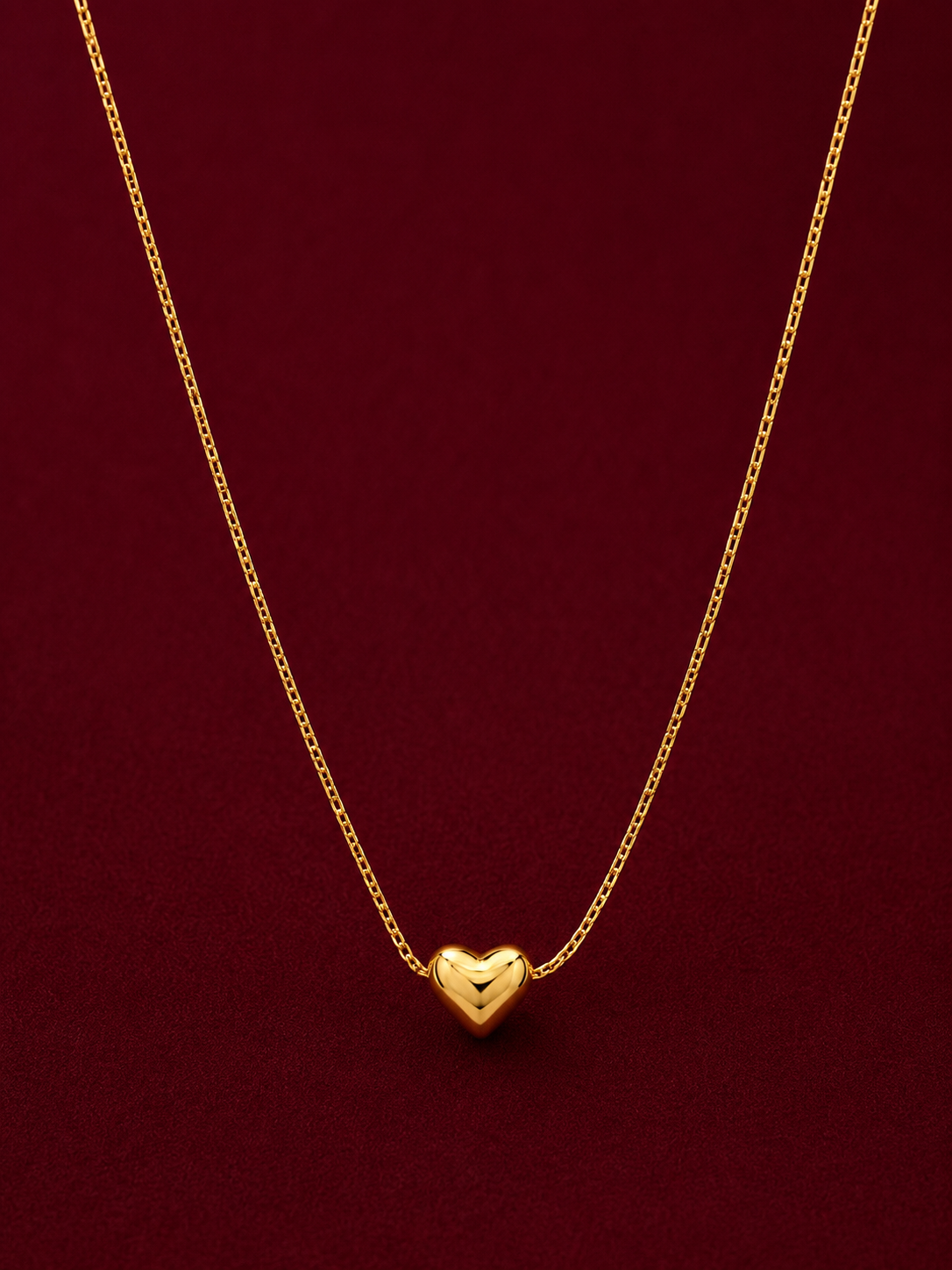 Puffed Heart Pendant Necklace
