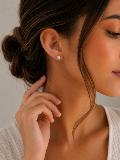 Round Solitaire Stud Earrings