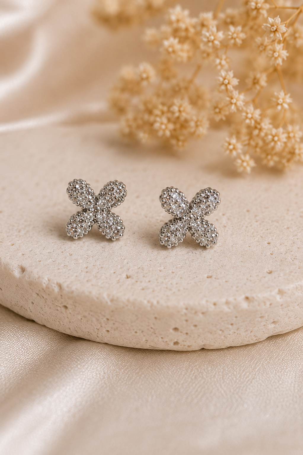 Cross CZ Stud Earrings