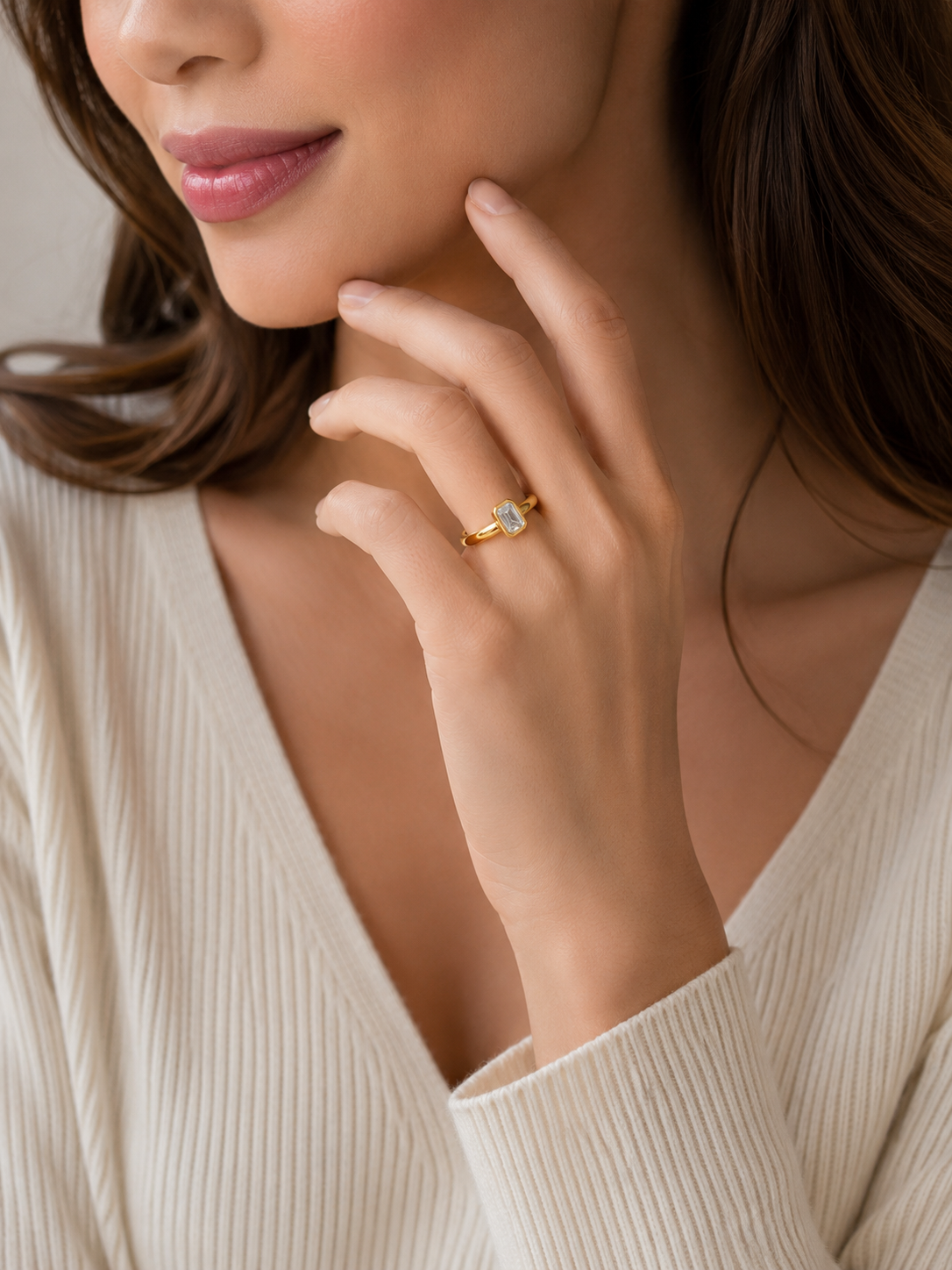 Baguette CZ Bezel Ring