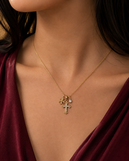 Double Cross Charm Necklace
