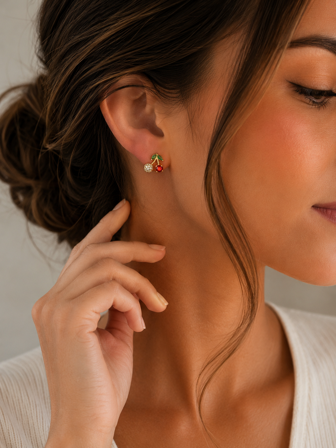 Cherry CZ Stud Earrings