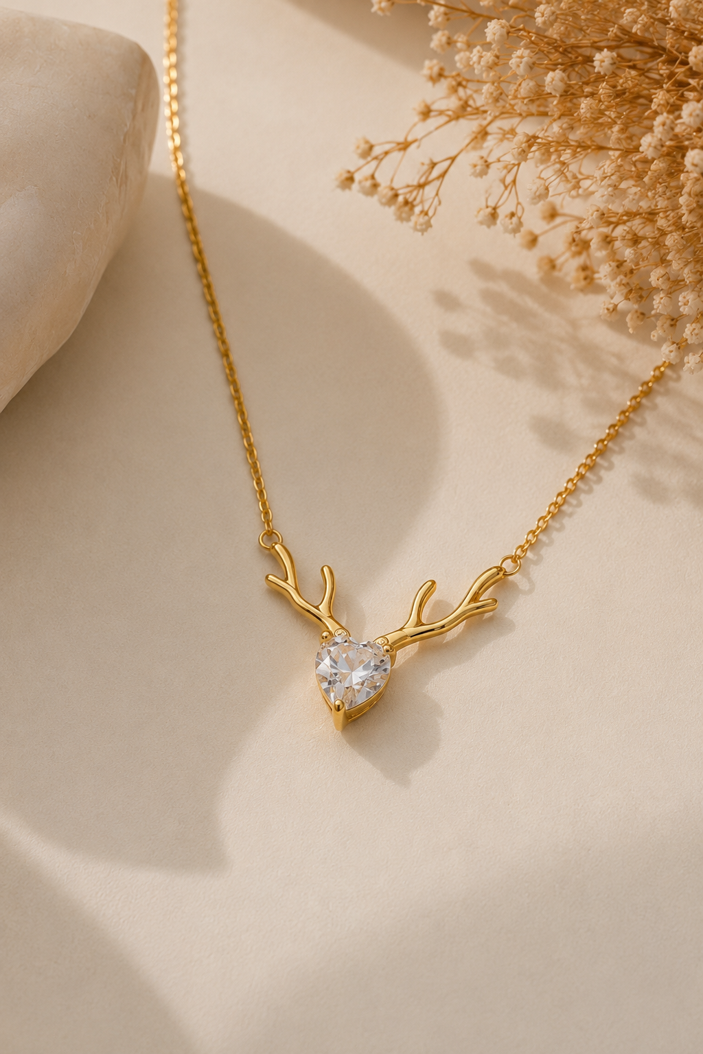 Antler Heart Pendant Necklace