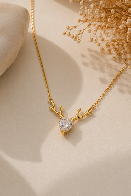 Antler Heart Pendant Necklace