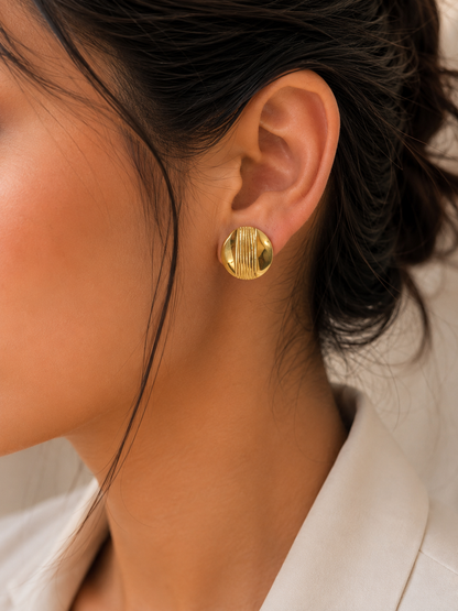 Linear Button Stud Earrings