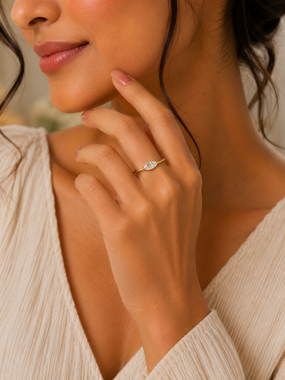 Horizontal Marquise CZ Ring