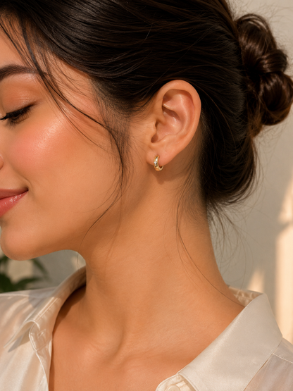 Oval Profile Gold Hoop Earrings