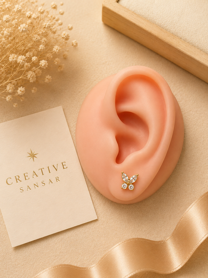 CZ Butterfly Stud Earrings