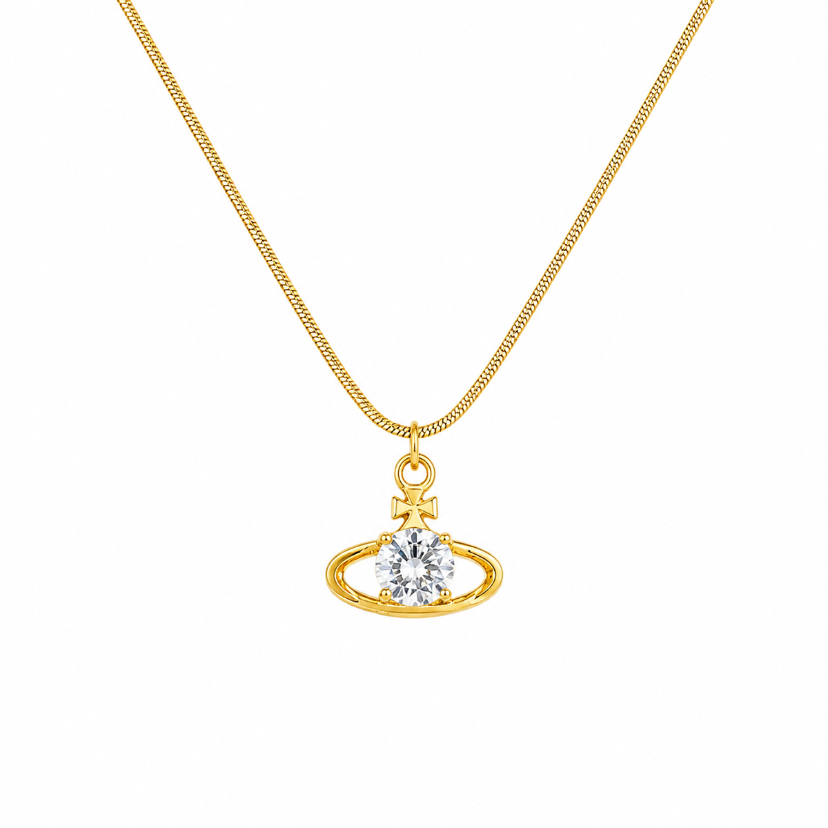 Orbit Crystal Cross Pendant Necklace