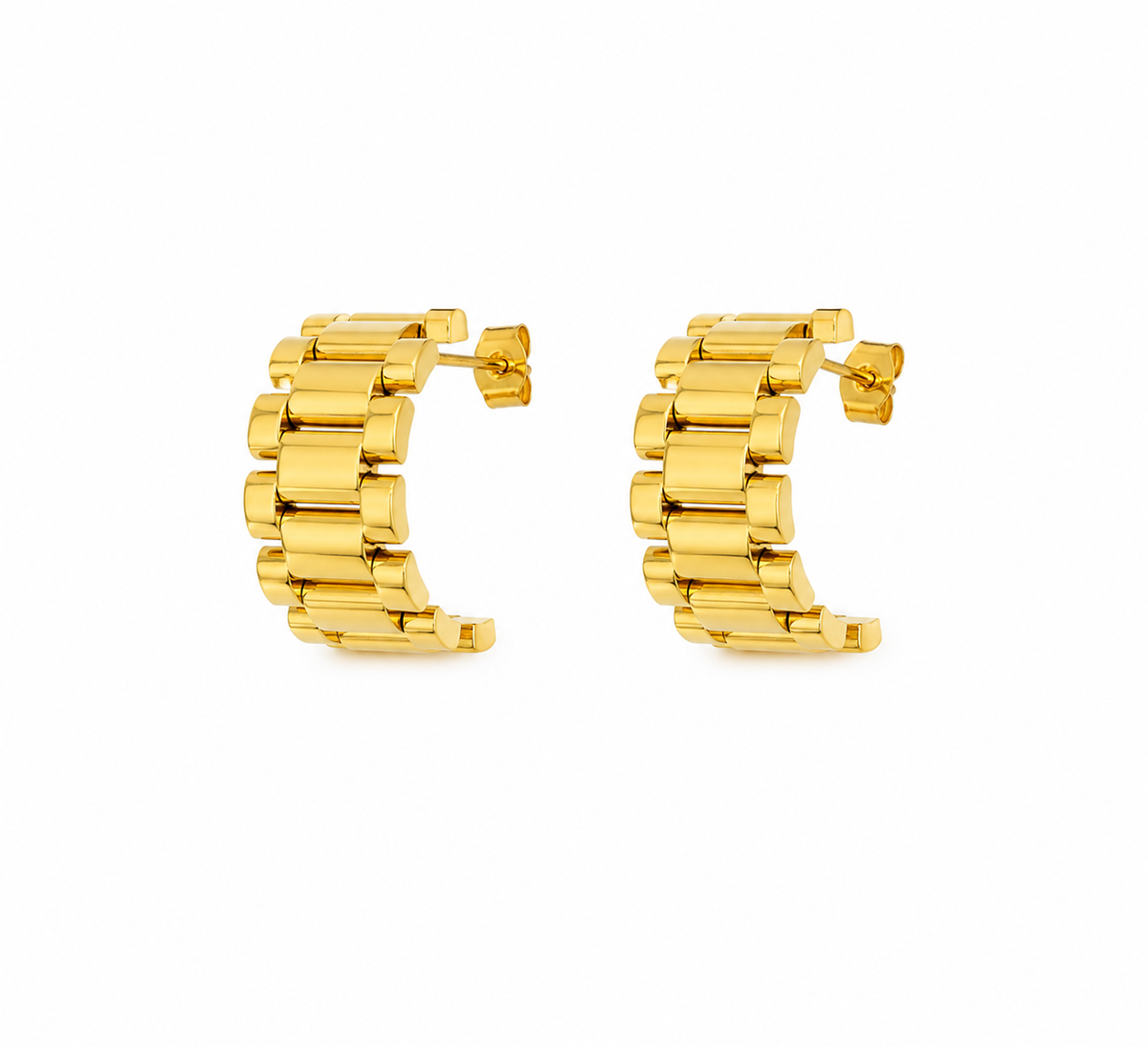 Curved Link Chain Stud Earrings