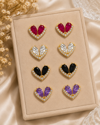 Heart Stone Stud Earrings