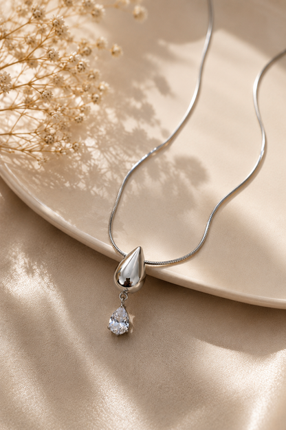 Teardrop CZ Pendant Necklace