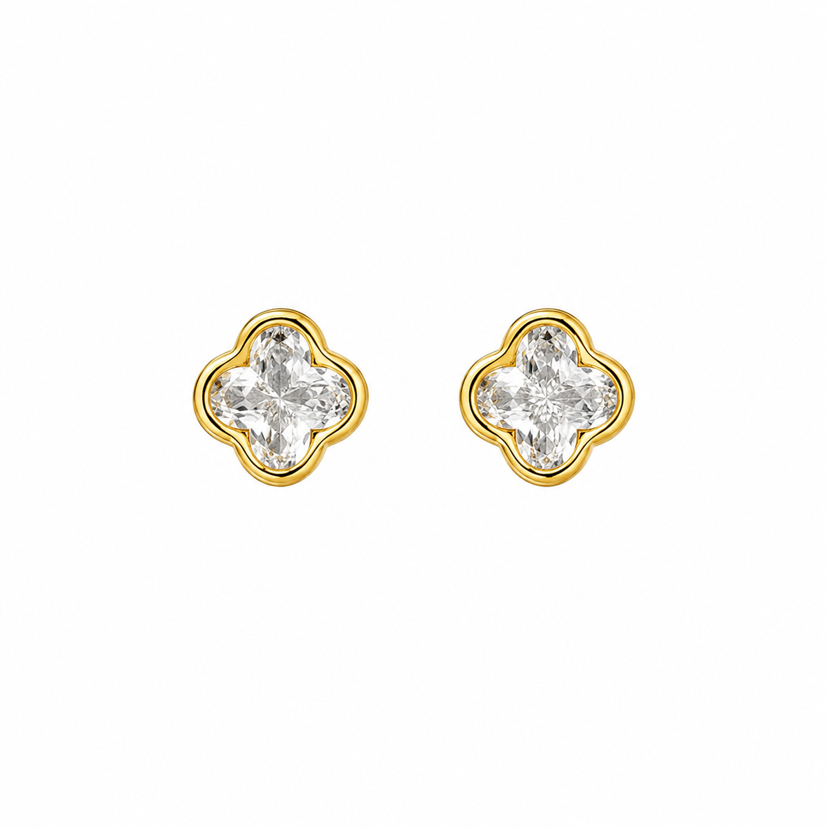 Crystal Clover Stud Earrings