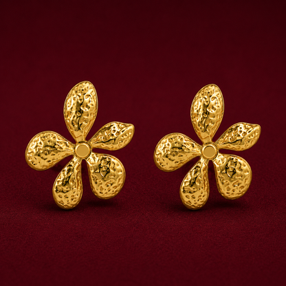 Textured Flower Stud Earrings