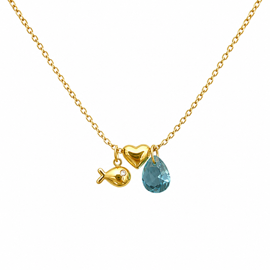 Heart Fish Charm Necklace