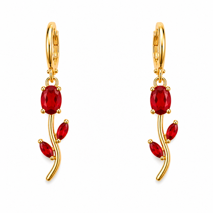Red Stone Rose Vine Necklace & Earring Set