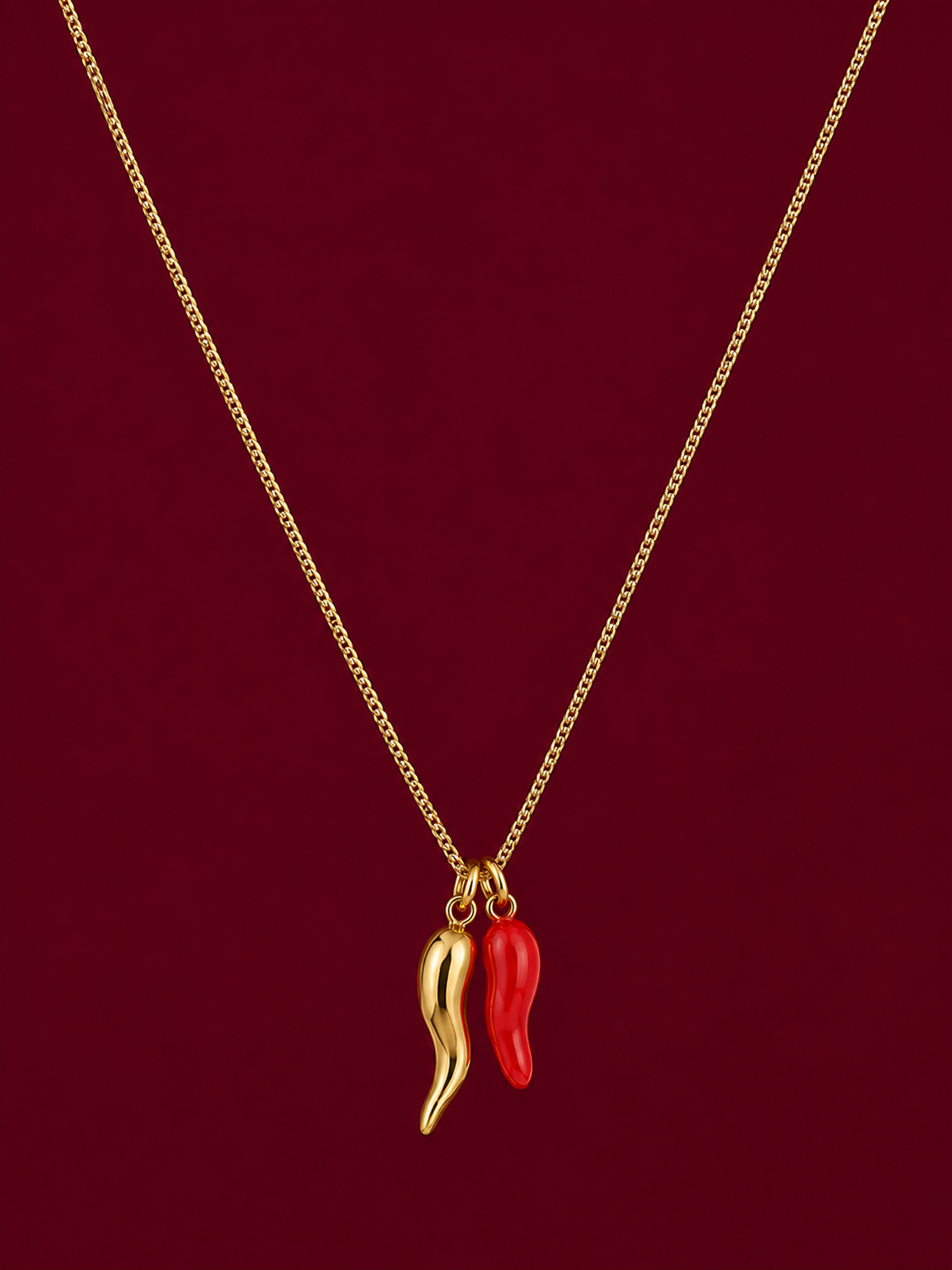 Double Chili Pepper Charm Necklace