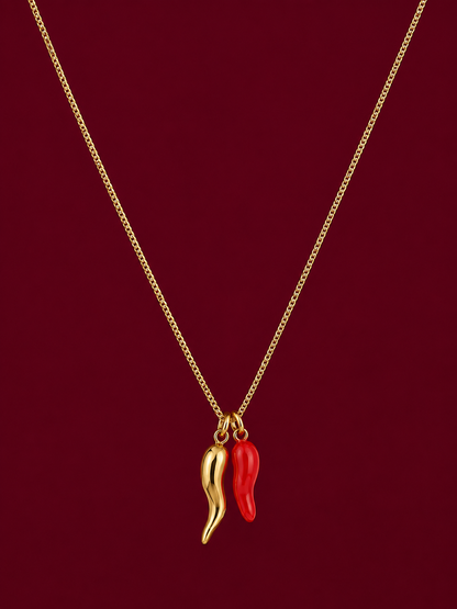 Double Chili Pepper Charm Necklace