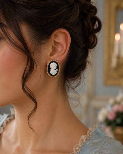 Vintage Cameo Stud Earrings