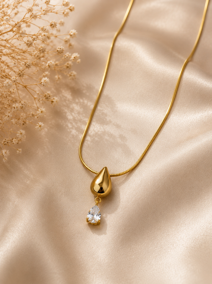 Teardrop CZ Pendant Necklace